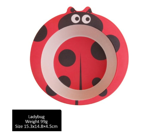 Kids Bamboo Fiber Animal Feeding Plate