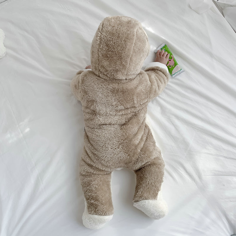 Baby Quilted Velvet Onesie with Feet