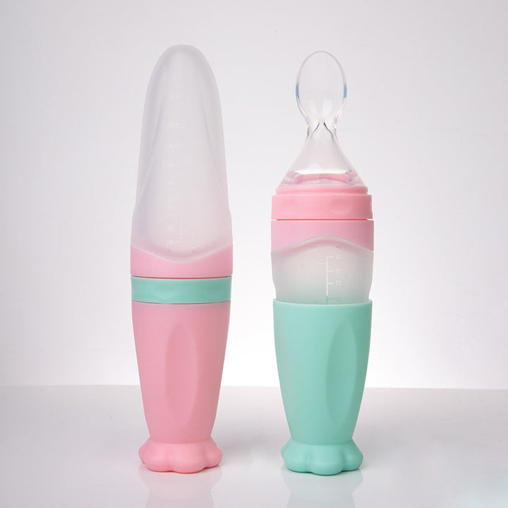Baby Silicone Rice Cereal Feeding Spoon & Bottle