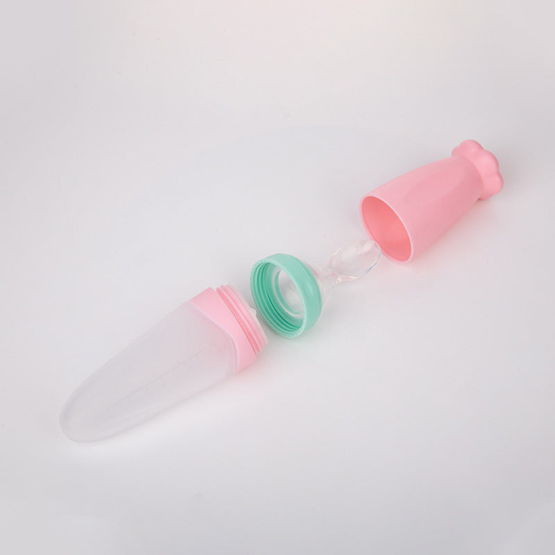 Baby Silicone Rice Cereal Feeding Spoon & Bottle