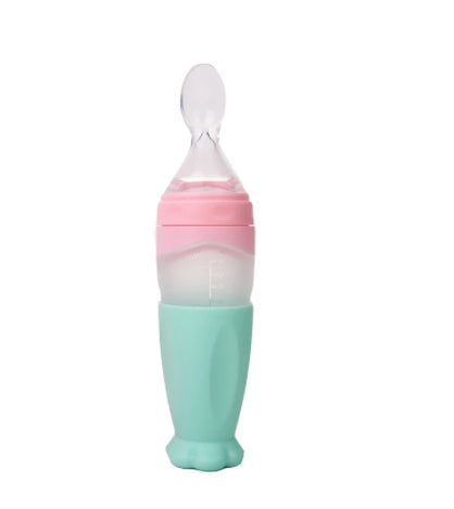Baby Silicone Rice Cereal Feeding Spoon & Bottle