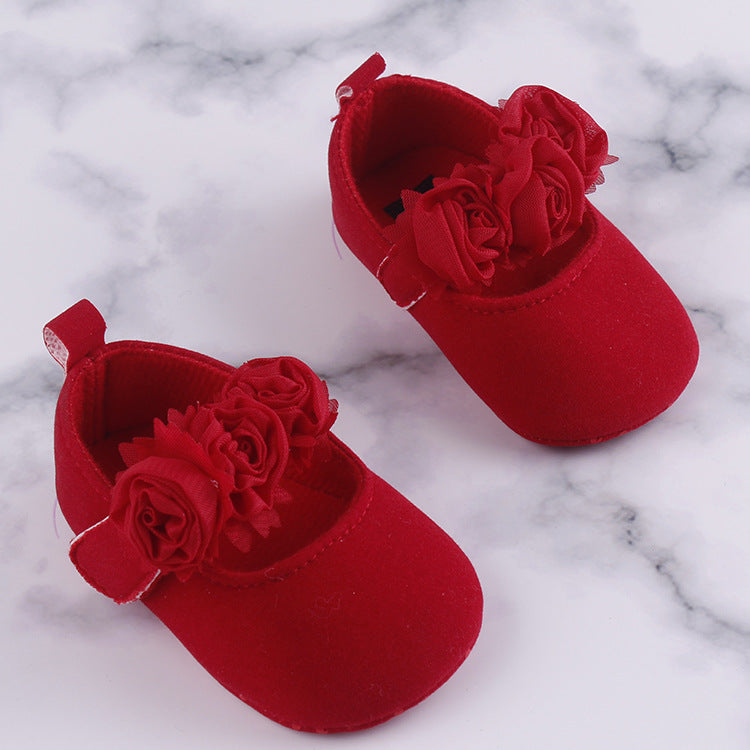Soft-Soled Baby Cotton Flower Shoes