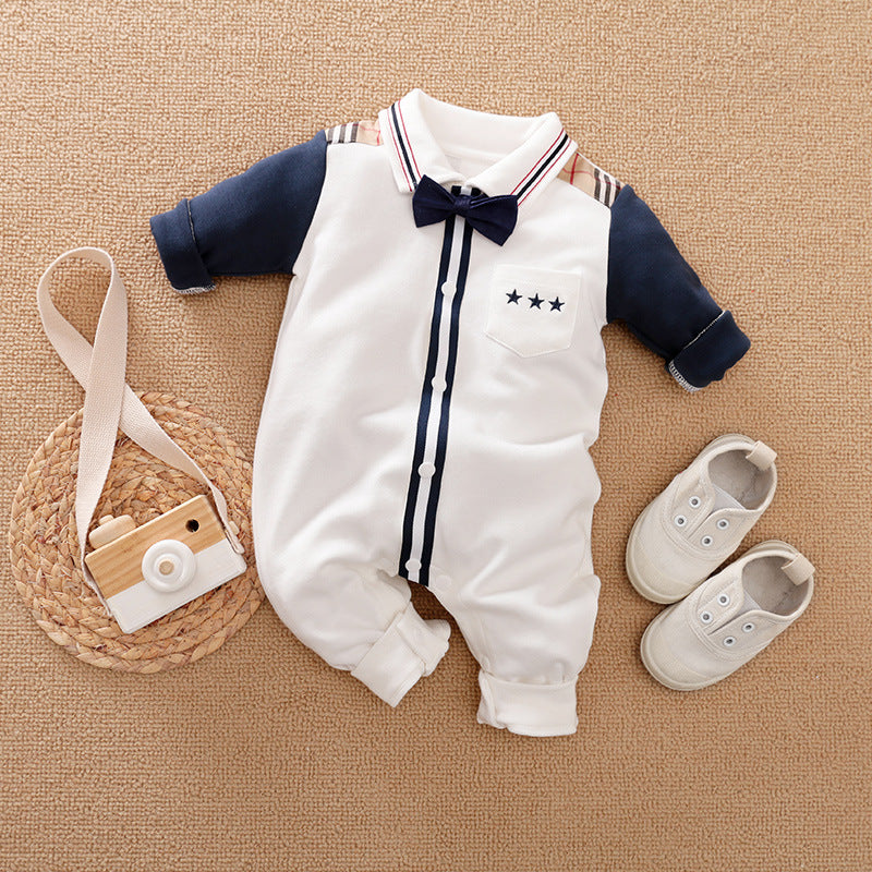 Gentleman-Style Long-Sleeve Baby Romper