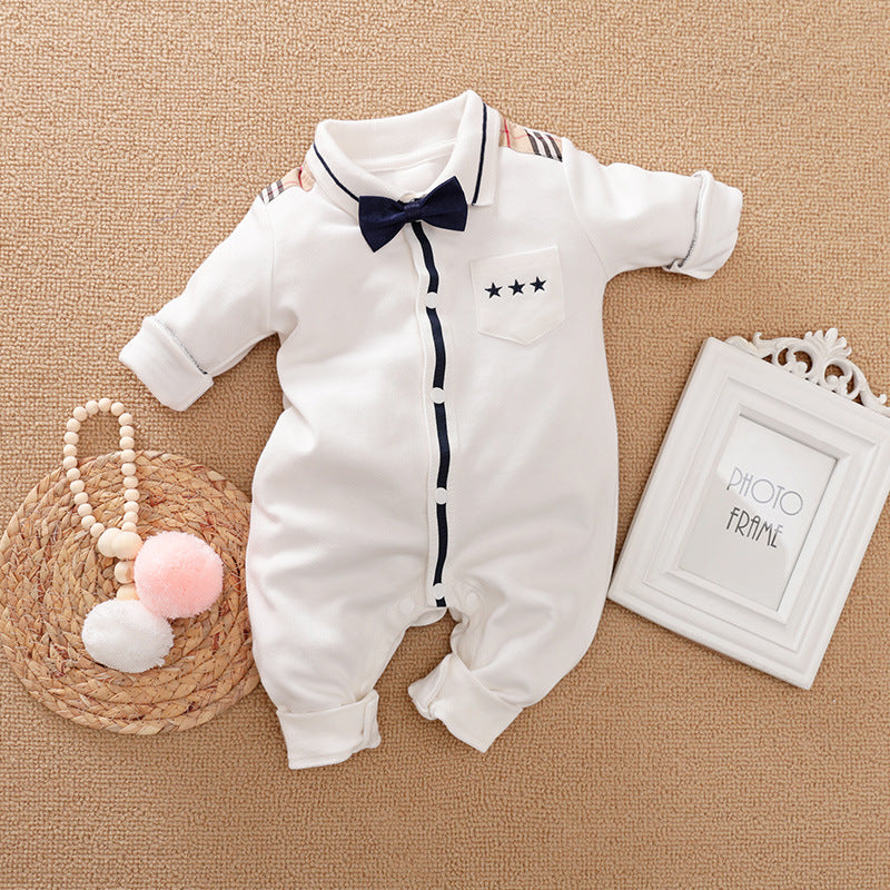 Gentleman-Style Long-Sleeve Baby Romper