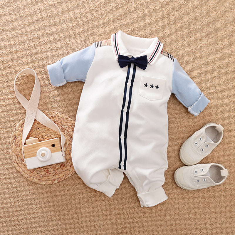 Gentleman-Style Long-Sleeve Baby Romper