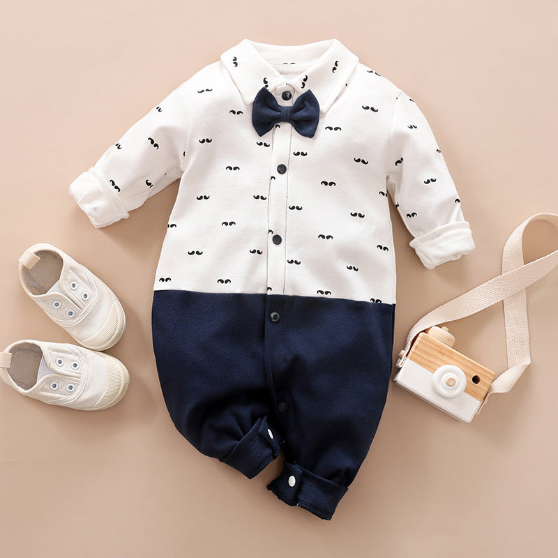 Gentleman-Style Long-Sleeve Baby Romper