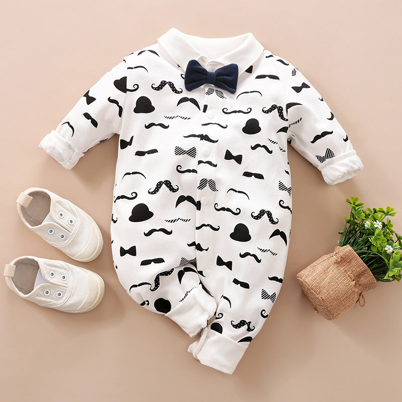 Gentleman-Style Long-Sleeve Baby Romper
