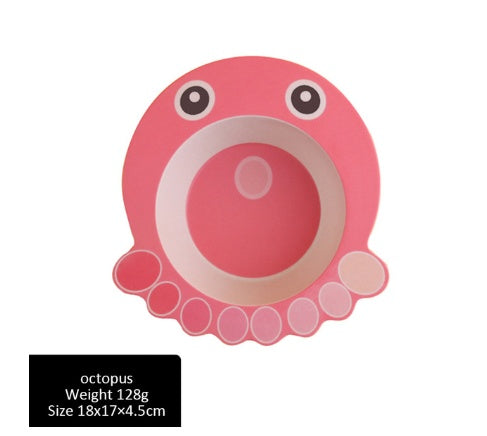 Kids Bamboo Fiber Animal Feeding Plate