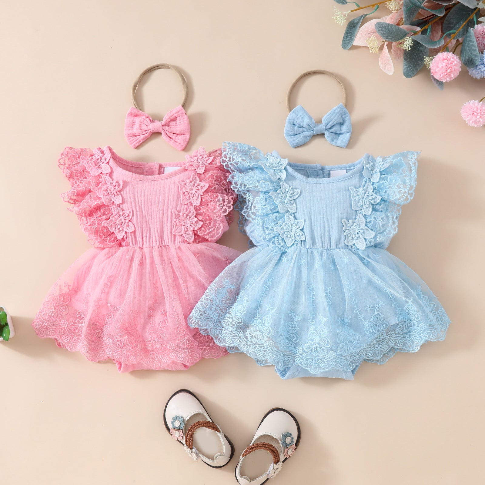Summer Baby Girl Sleeveless Lace Romper