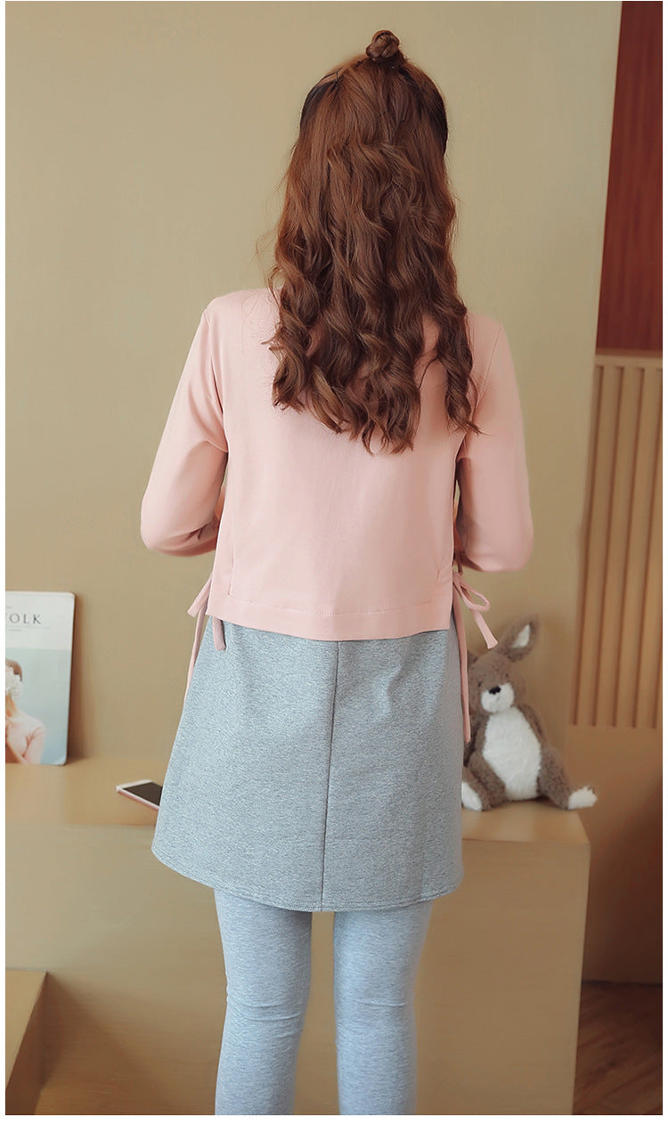 Maternity spring dress loose breastfeeding skirt