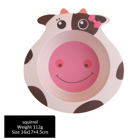 Kids Bamboo Fiber Animal Feeding Plate