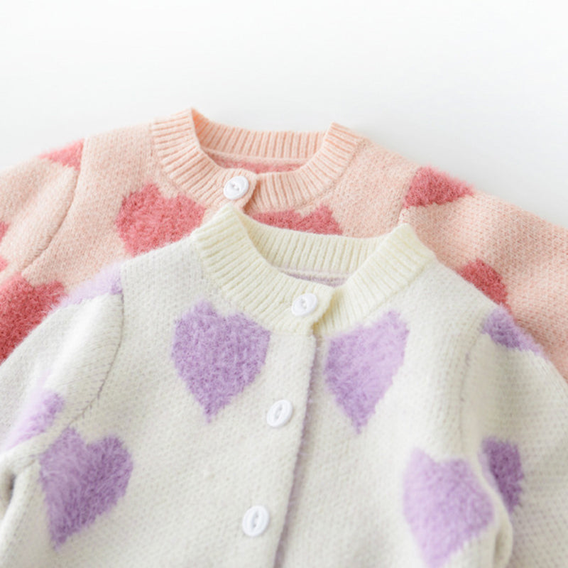 Spring-Autumn Baby Girl Knit Heart Romper