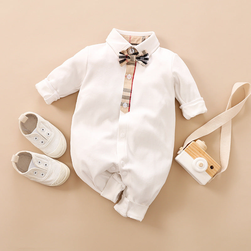 Gentleman-Style Long-Sleeve Baby Romper