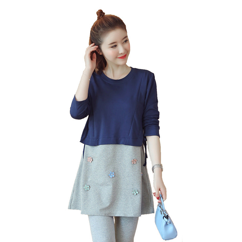Maternity spring dress loose breastfeeding skirt