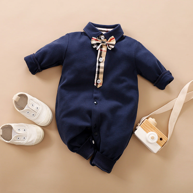 Gentleman-Style Long-Sleeve Baby Romper