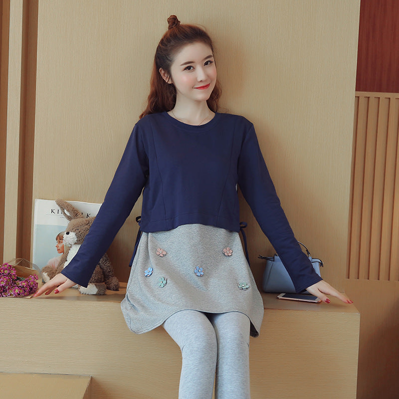 Maternity spring dress loose breastfeeding skirt