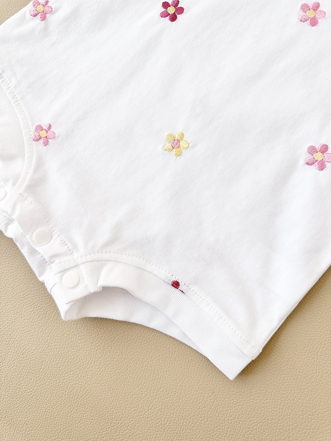 Girls' Floral Embroidered Crew Neck Jumpsuit