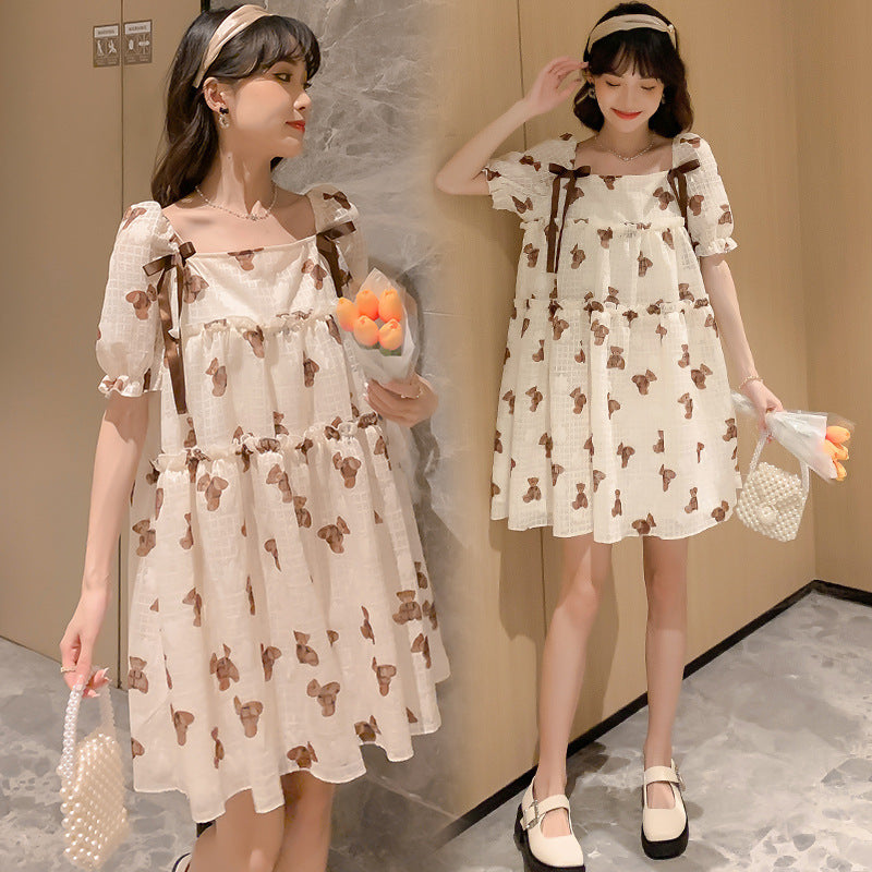 Thin Chiffon Mid-Length Maternity Dress