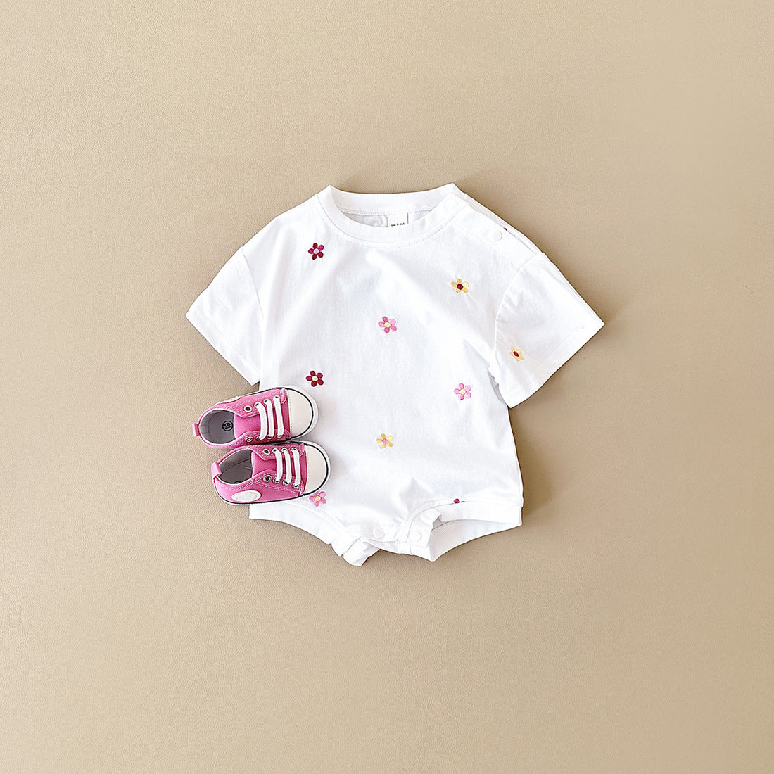 Girls' Floral Embroidered Crew Neck Jumpsuit