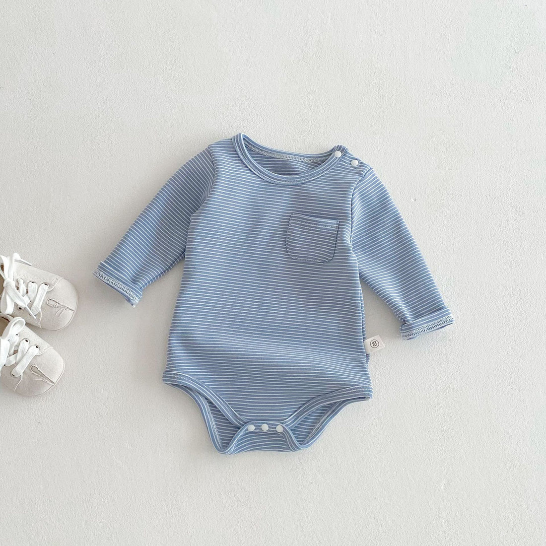 Striped Long-Sleeve Baby Romper Unisex