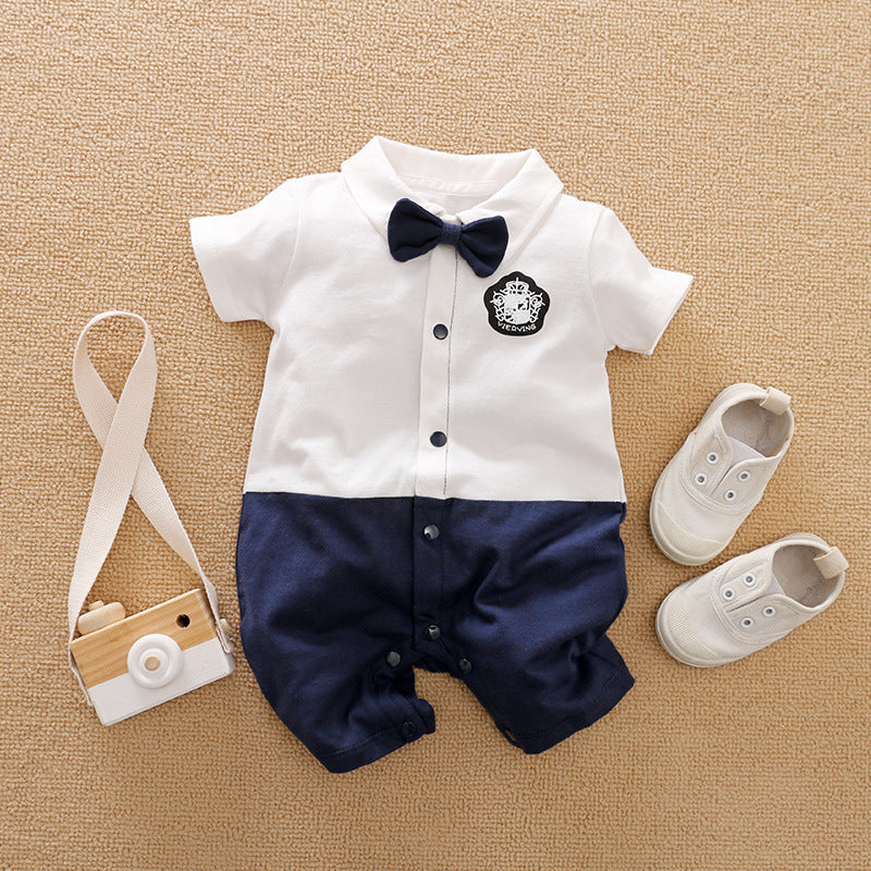 Gentleman-Style Long-Sleeve Baby Romper