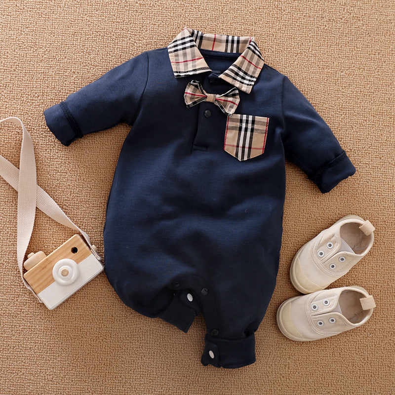 Gentleman-Style Long-Sleeve Baby Romper