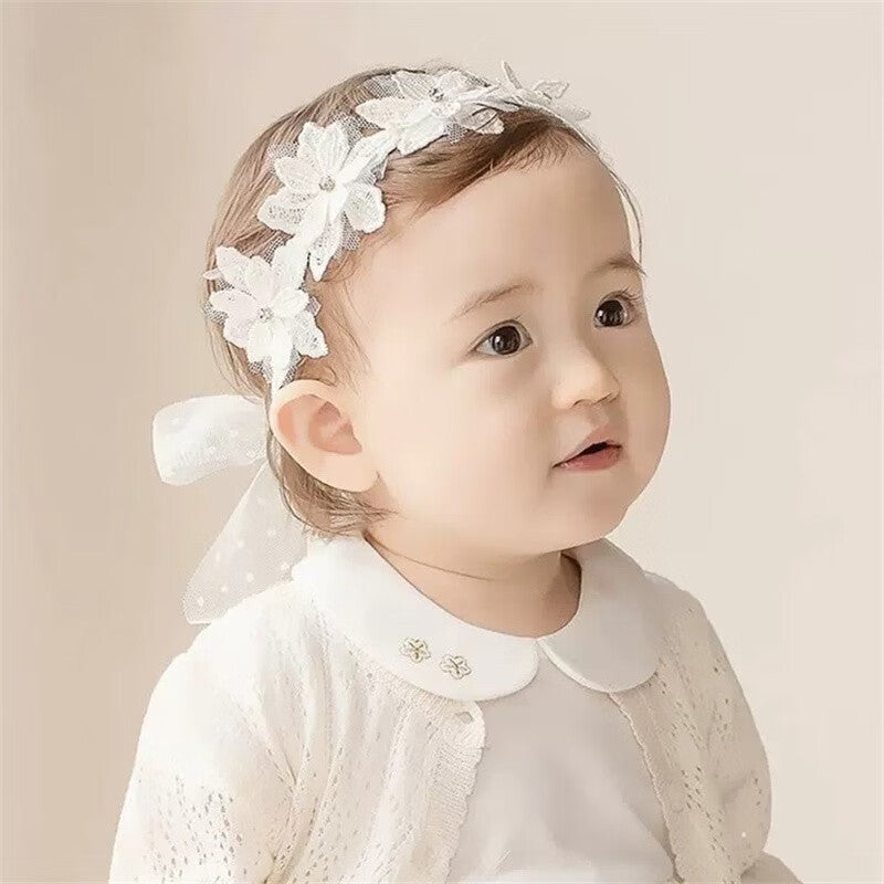 Baby Girls Bow Lace Floral Headband