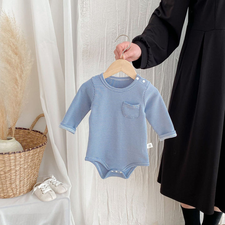 Striped Long-Sleeve Baby Romper Unisex