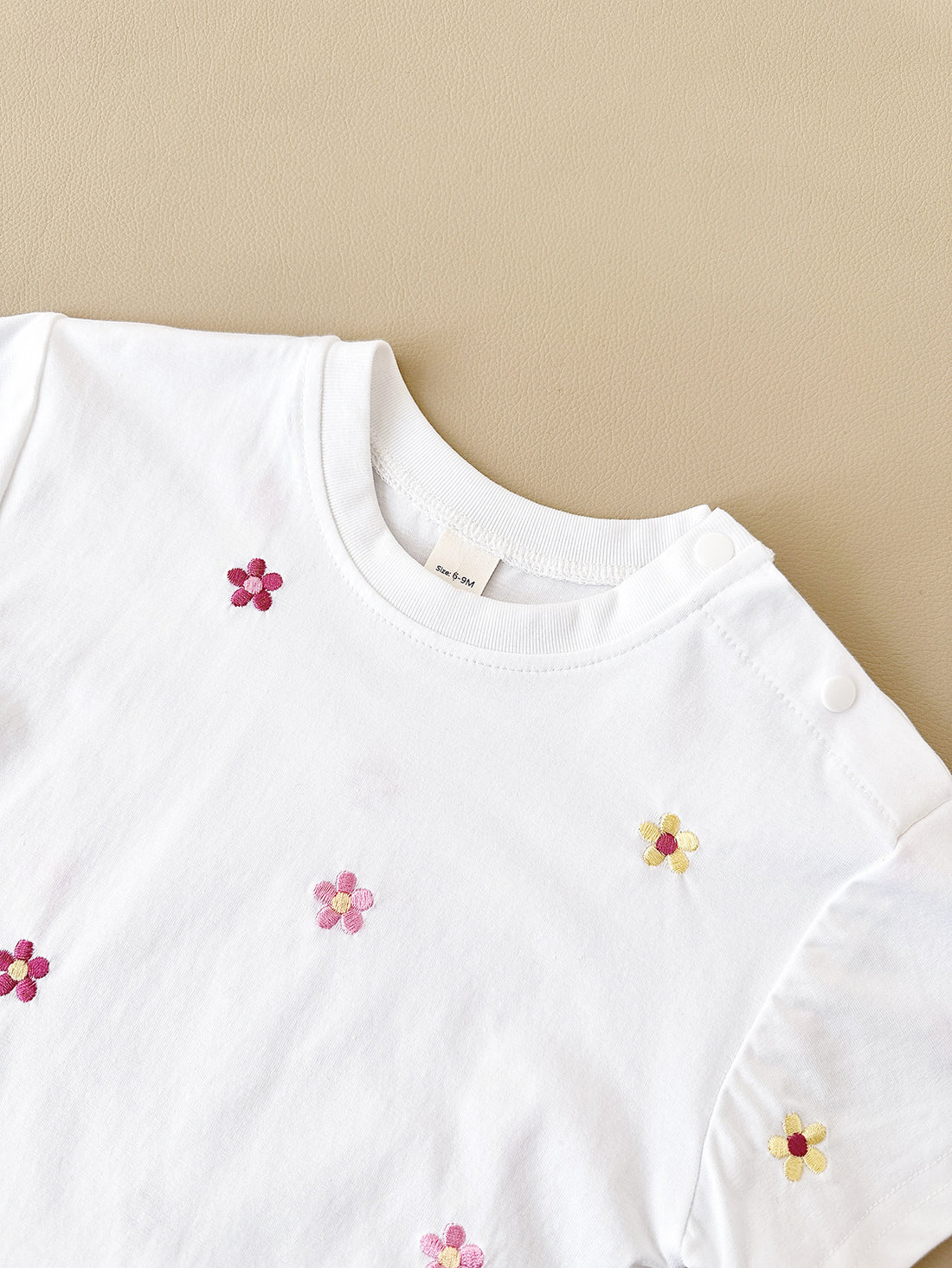 Girls' Floral Embroidered Crew Neck Jumpsuit