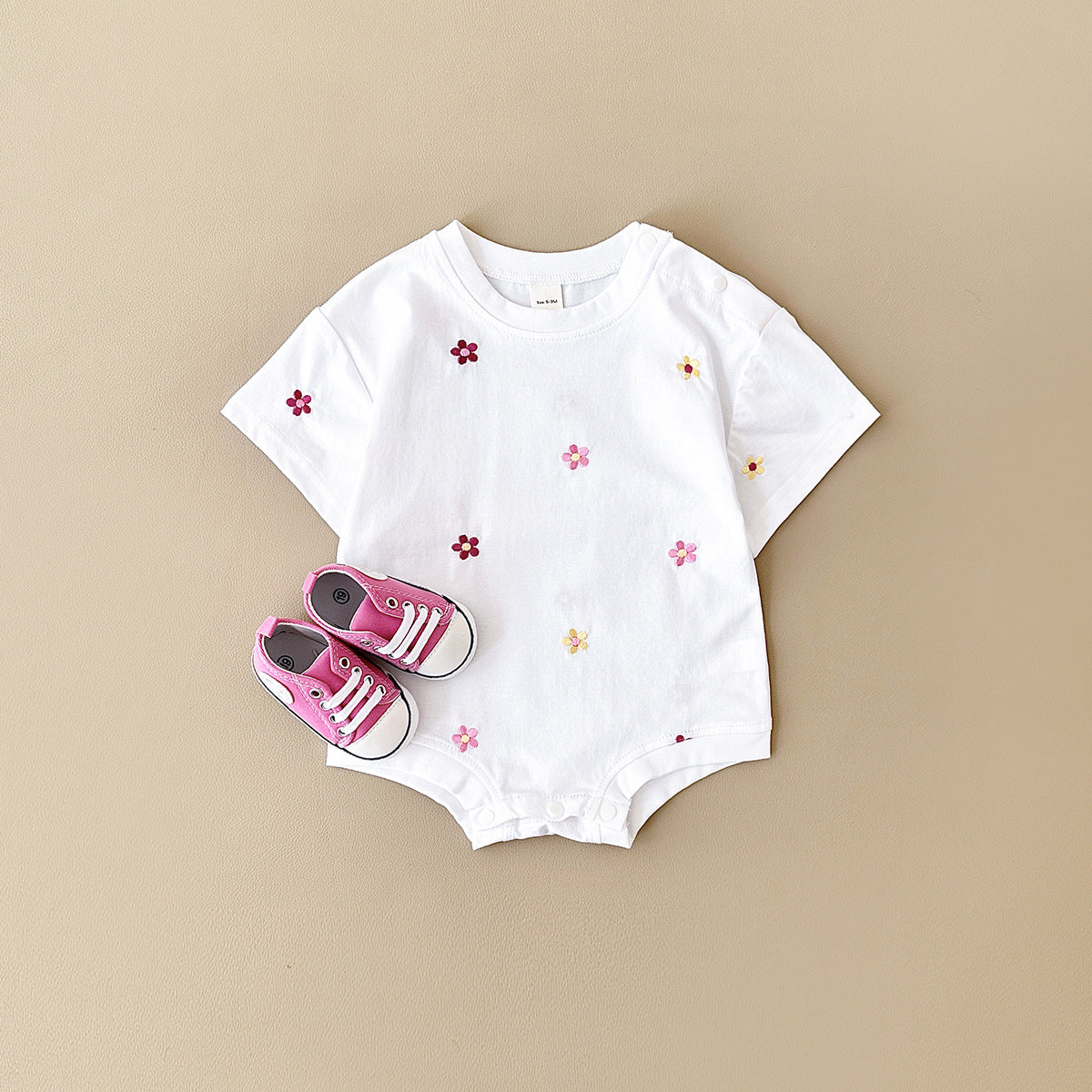 Girls' Floral Embroidered Crew Neck Jumpsuit