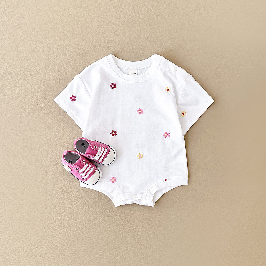 Girls' Floral Embroidered Crew Neck Jumpsuit