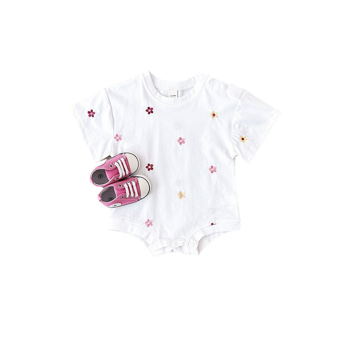 Girls' Floral Embroidered Crew Neck Jumpsuit