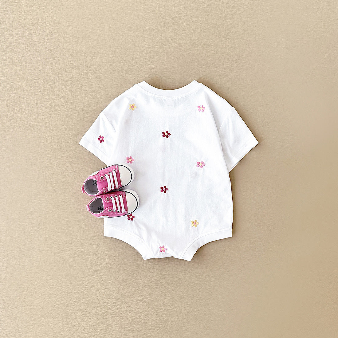 Girls' Floral Embroidered Crew Neck Jumpsuit
