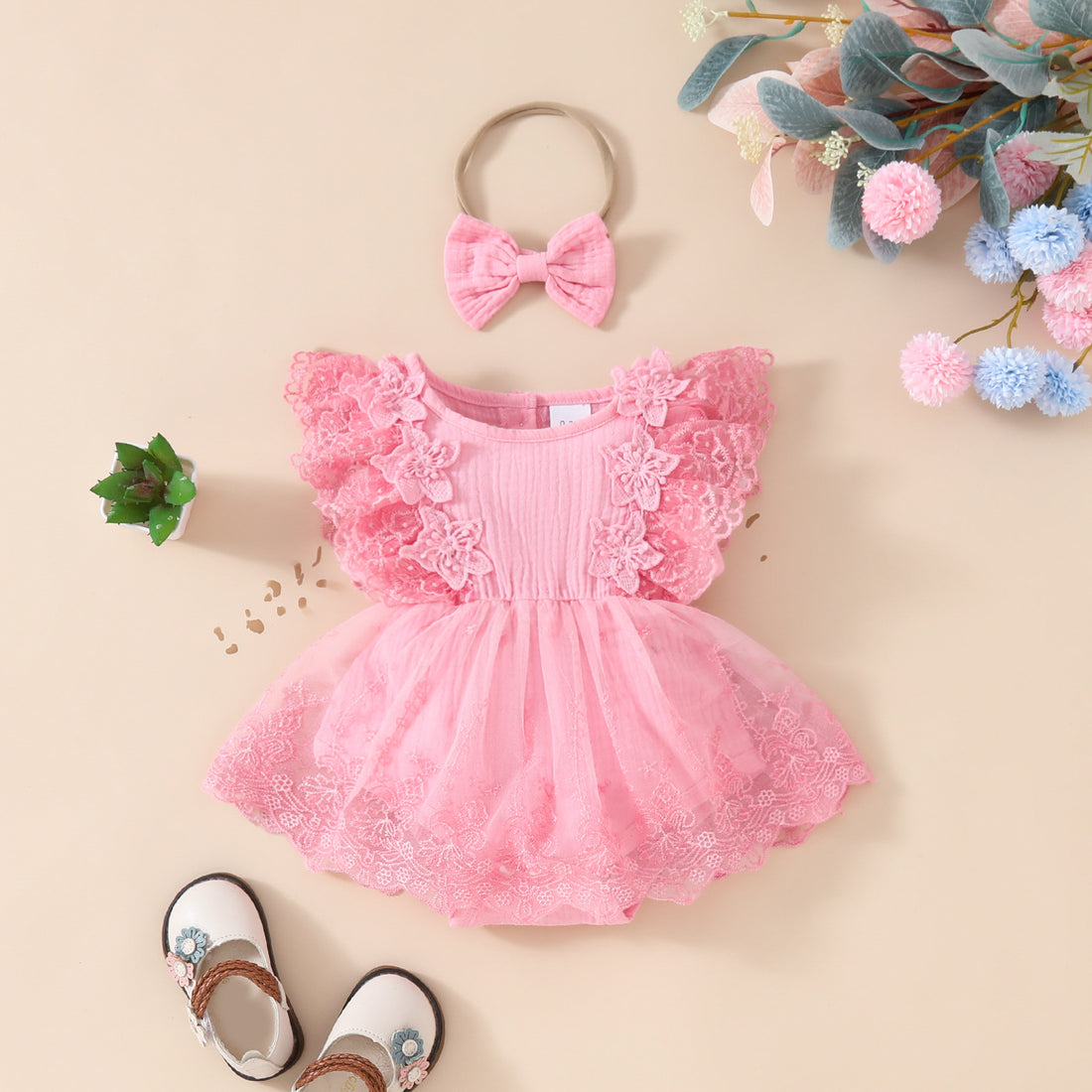 Summer Baby Girl Sleeveless Lace Romper
