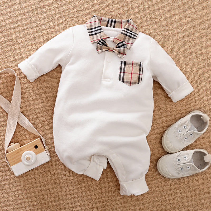 Gentleman-Style Long-Sleeve Baby Romper