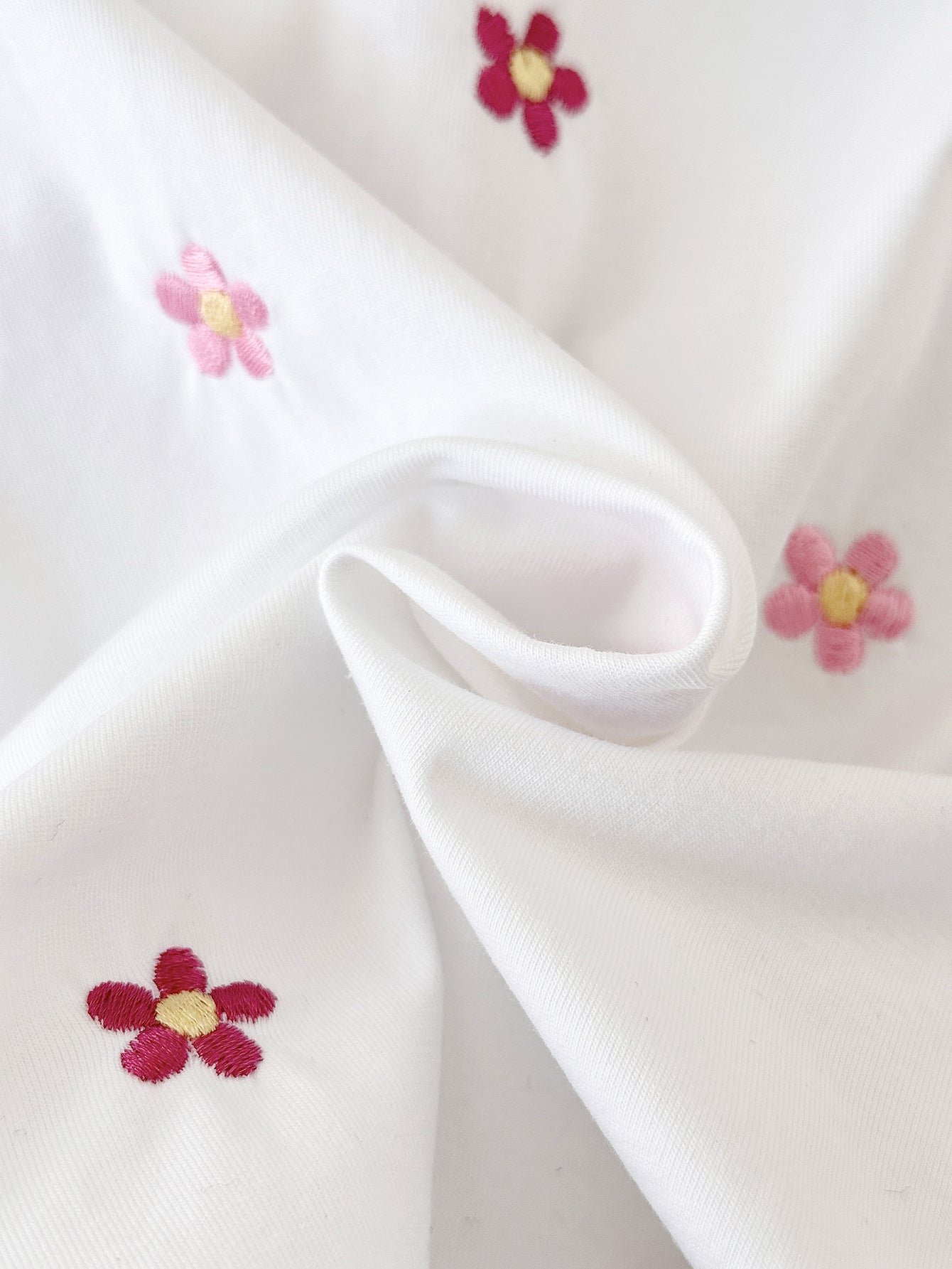 Girls' Floral Embroidered Crew Neck Jumpsuit