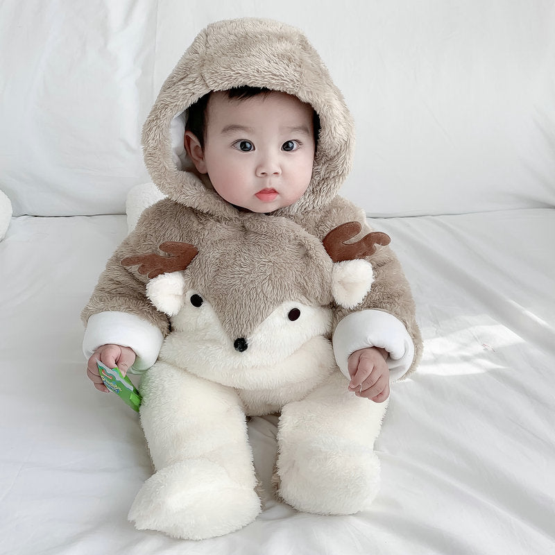 Baby Quilted Velvet Onesie with Feet